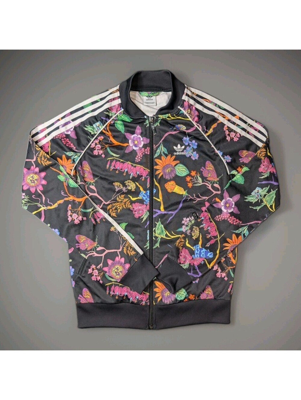 Adidas Women's Track Jacket Floral Poisonous Garden Black XS Full Zip